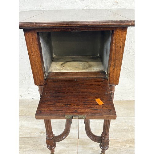 158 - An early 20th century French kingwood drop leaf work table with 