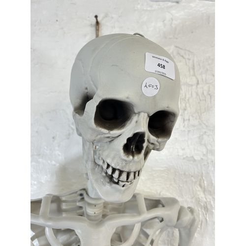 458 - A plastic model of a skeleton - approx. 166cm high