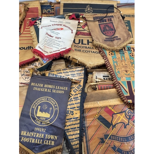 421 - Seventy two English football pennants to include Liverpool FC, Manchester United FC, Aston Villa FC,... 