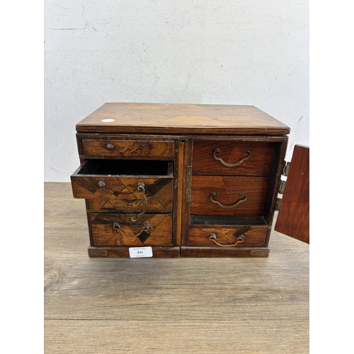 435 - A late 19th century Japanese Meiji marquetry inlaid table top cabinet - approx. 23cm high x 30cm wid... 