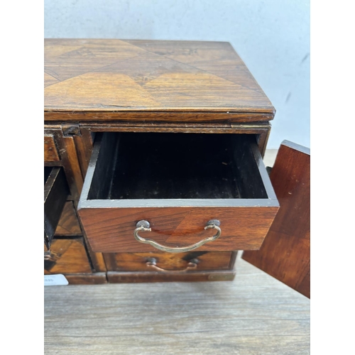 435 - A late 19th century Japanese Meiji marquetry inlaid table top cabinet - approx. 23cm high x 30cm wid... 