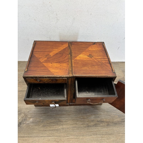 435 - A late 19th century Japanese Meiji marquetry inlaid table top cabinet - approx. 23cm high x 30cm wid... 