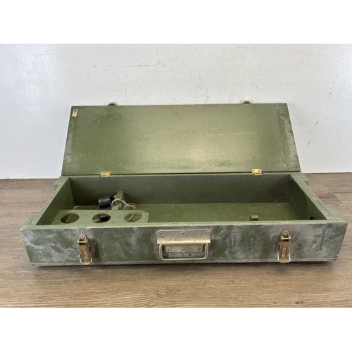 454 - A Red Army Vodka green painted wooden giftset box - approx. 12cm high x 64cm wide x 23cm deep