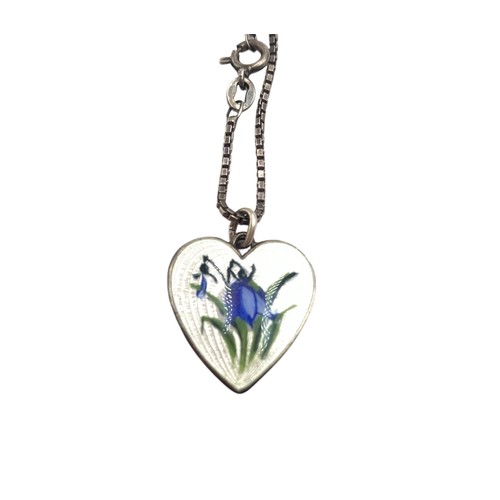 2117 - Two Norwegian Finn Jensen sterling silver and enamel heart shaped floral pendants on .925 silver box... 