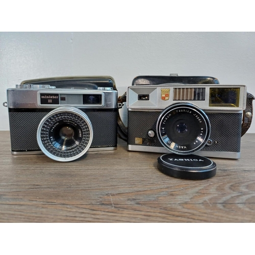 69 - Two cased 1960s Yashica 35mm cameras, one Flash-O-Set viewfinder fitted with Yashinon 1:4 f=4cm lens... 