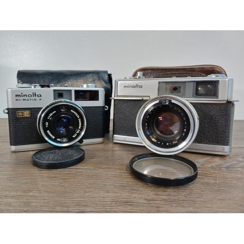 72 - Two cased Minolta Hi-Matic 35mm rangefinder cameras, one early/mid 1960s 7 fitted with Rokkor-PF 1:1... 