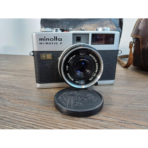 72 - Two cased Minolta Hi-Matic 35mm rangefinder cameras, one early/mid 1960s 7 fitted with Rokkor-PF 1:1... 