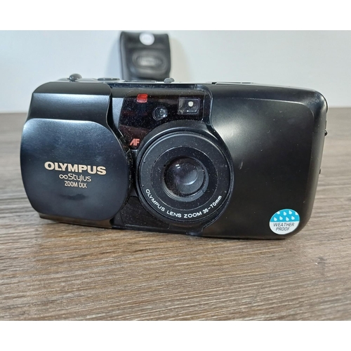 80 - A cased Olympus ∞ Stylus (µ[mju:]) Zoom DLX weatherproof 35mm compact camera with Quartzdate