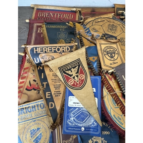 421 - Seventy two English football pennants to include Liverpool FC, Manchester United FC, Aston Villa FC,... 