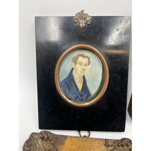 412 - Eight Victorian and later miniature portrait paintings and lithographs