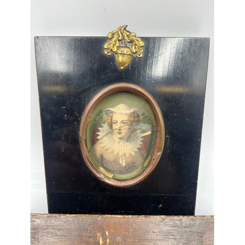 412 - Eight Victorian and later miniature portrait paintings and lithographs