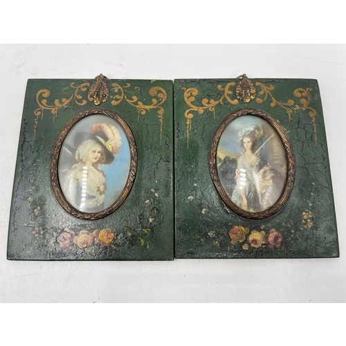 412 - Eight Victorian and later miniature portrait paintings and lithographs