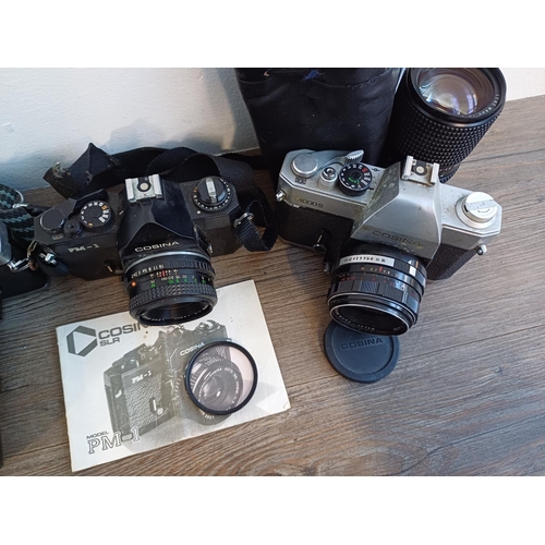 248 - Four Cosina 35mm SLR cameras, one 4000S fitted with Carl Zeiss Flektogon 2.8/35 lens, one CSR (also ... 