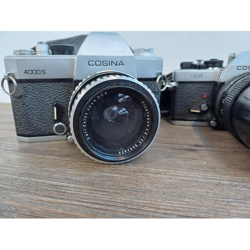 248 - Four Cosina 35mm SLR cameras, one 4000S fitted with Carl Zeiss Flektogon 2.8/35 lens, one CSR (also ... 