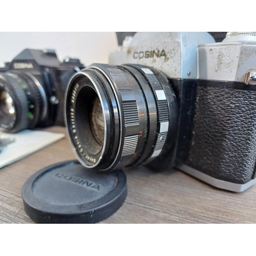 248 - Four Cosina 35mm SLR cameras, one 4000S fitted with Carl Zeiss Flektogon 2.8/35 lens, one CSR (also ... 