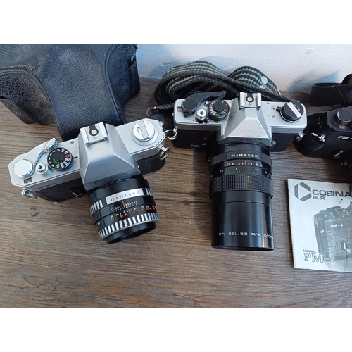 248 - Four Cosina 35mm SLR cameras, one 4000S fitted with Carl Zeiss Flektogon 2.8/35 lens, one CSR (also ... 