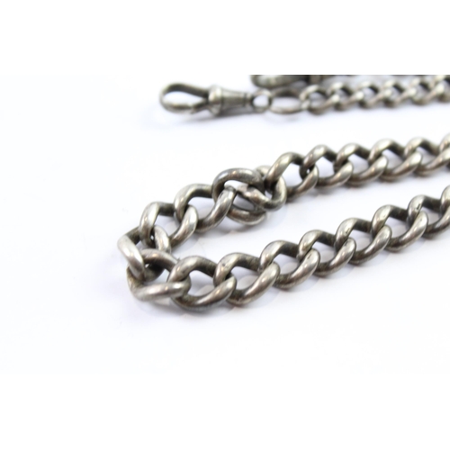 2075 - A sterling silver graduated curb link watch chain - approx. gross weight 47g