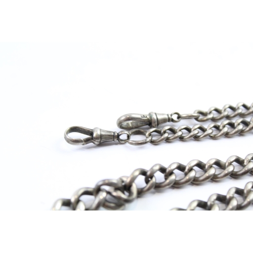 2075 - A sterling silver graduated curb link watch chain - approx. gross weight 47g