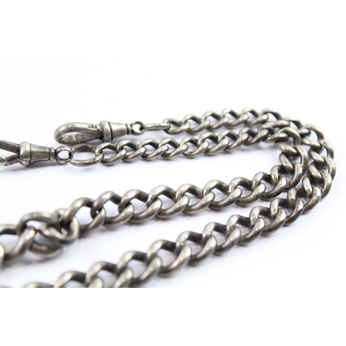 2075 - A sterling silver graduated curb link watch chain - approx. gross weight 47g