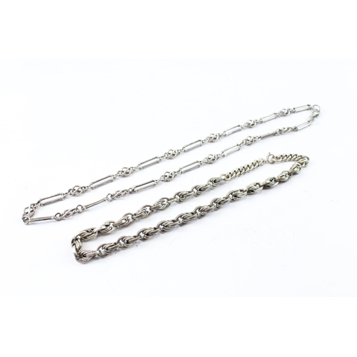 2080 - Two sterling silver fancy link chain necklaces - approx. gross weight 77g