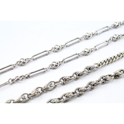 2080 - Two sterling silver fancy link chain necklaces - approx. gross weight 77g