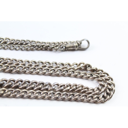 2089 - A sterling silver curb link watch chain with locket - approx. gross weight 62g