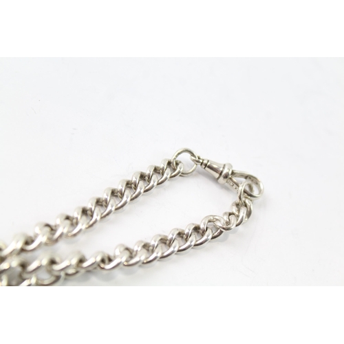 2105 - A sterling silver watch chain bracelet conversion with fob - approx. gross weight 33g