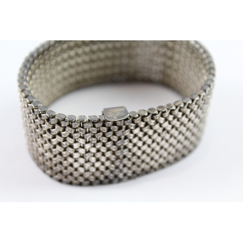 2108 - A sterling silver wide woven bracelet - approx. gross weight 87g