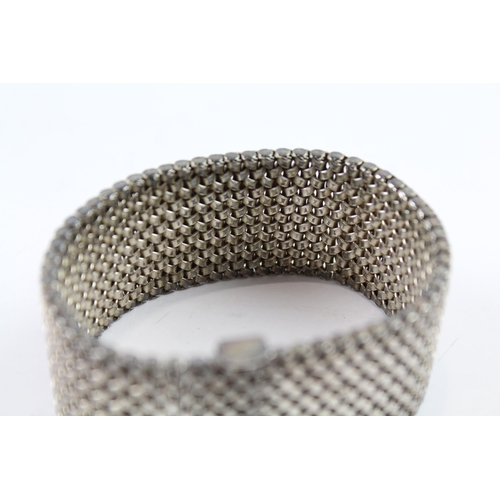 2108 - A sterling silver wide woven bracelet - approx. gross weight 87g