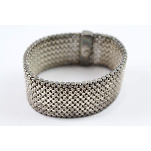 2108 - A sterling silver wide woven bracelet - approx. gross weight 87g