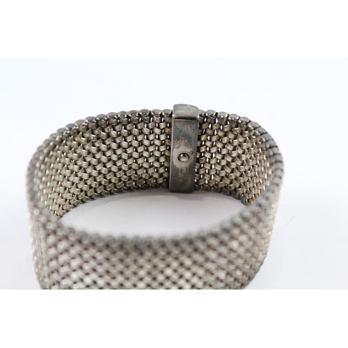 2108 - A sterling silver wide woven bracelet - approx. gross weight 87g