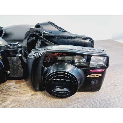 253 - A collection of cameras and photography accessories to include cased Ricoh KR-10 Super 35mm SLR came... 