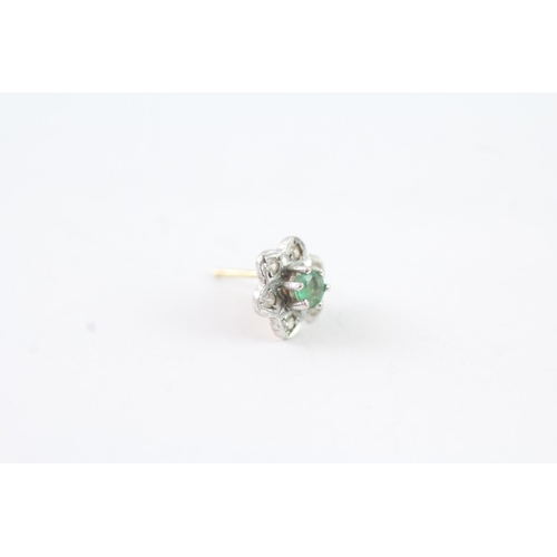 2012 - A pair of 9ct gold emerald and diamond stud earrings - approx. gross weight 1g