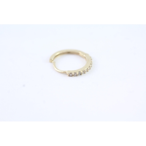 2013 - A pair of 9ct gold CZ lever hoop earrings - approx. gross weight 1g