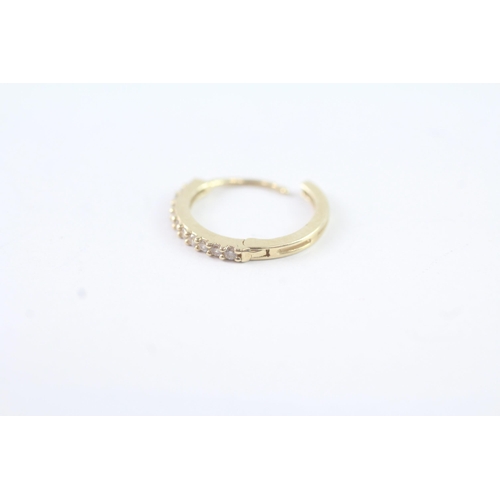 2013 - A pair of 9ct gold CZ lever hoop earrings - approx. gross weight 1g