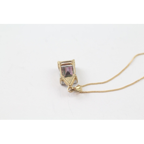 2060 - A 9ct gold mystic topaz and diamond pendant necklace - approx. gross weight 2.2g