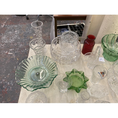 1269 - A collection of glassware to include Depression glass, cut crystal etc.