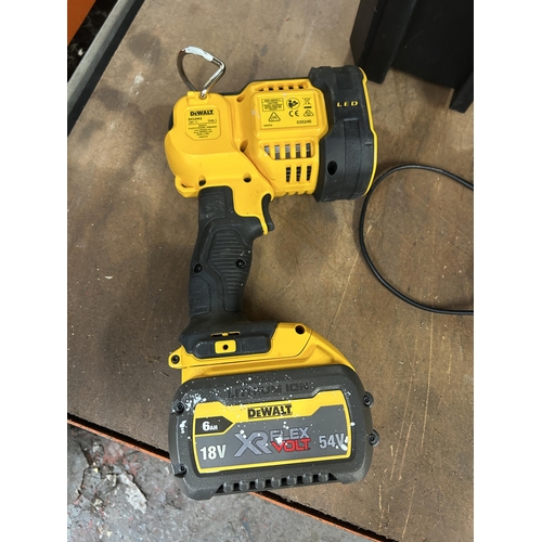 1584 - Two DeWalt tools, one DCL043 LED work light and one T-STAK cased  DCW604NT router with charging stat... 