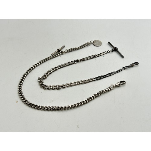 2088 - Two sterling silver watch chains - approx. gross weight 62g