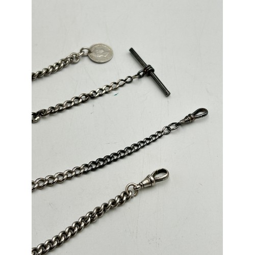 2088 - Two sterling silver watch chains - approx. gross weight 62g