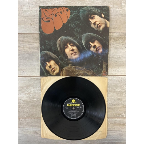 1450 - Six LP vinyl records by The Beatles includes 'Rubber Soul' mono (PMC 1267) 2nd pressing, 'Abbey Road... 