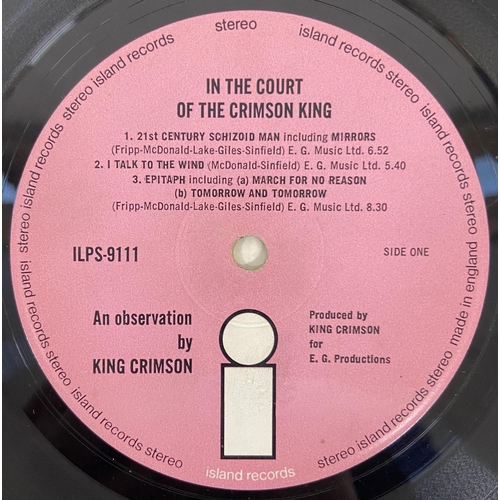 1452 - King Crimson 'In The Court Of The Crimson King' LP vinyl record pink island label (ILPS 9111) with g... 