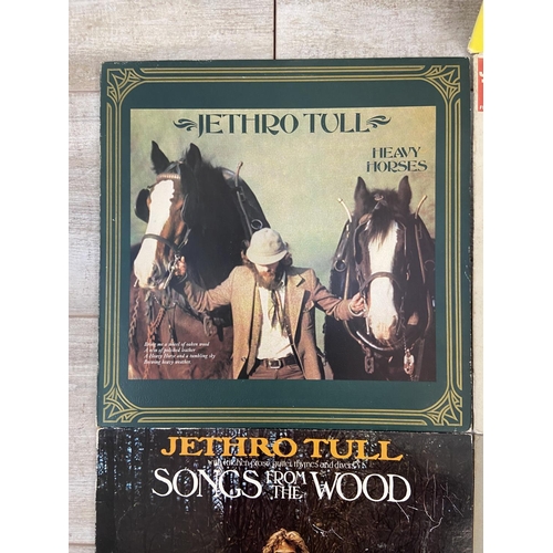 1464 - Six rock LP records three by Jethro Tull 'Thick As A Brick' (CHR 1003) foldout newspaper sleeve, 'So... 