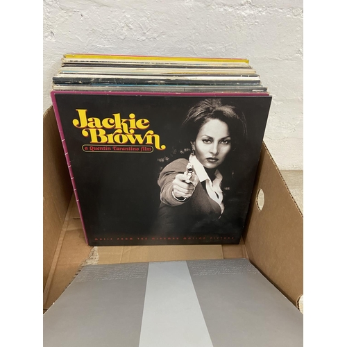 1465 - One box containing approx. sixty LP vinyl records includes Jackie Brown Soundtrack, two by Dire Stra... 