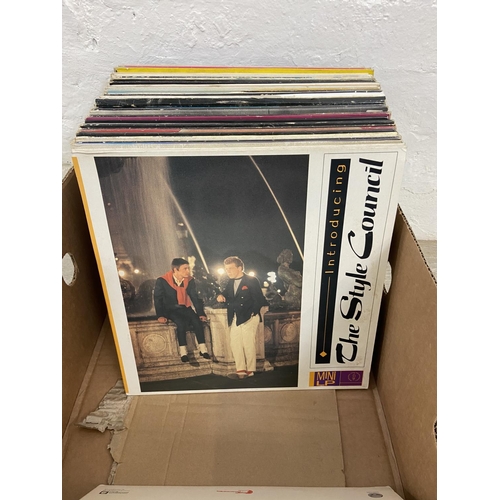 1465 - One box containing approx. sixty LP vinyl records includes Jackie Brown Soundtrack, two by Dire Stra... 