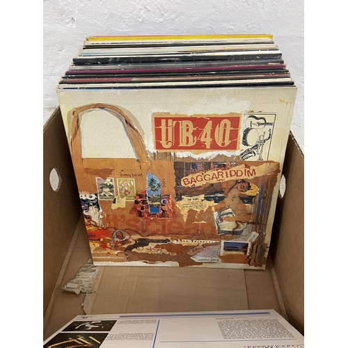 1465 - One box containing approx. sixty LP vinyl records includes Jackie Brown Soundtrack, two by Dire Stra... 