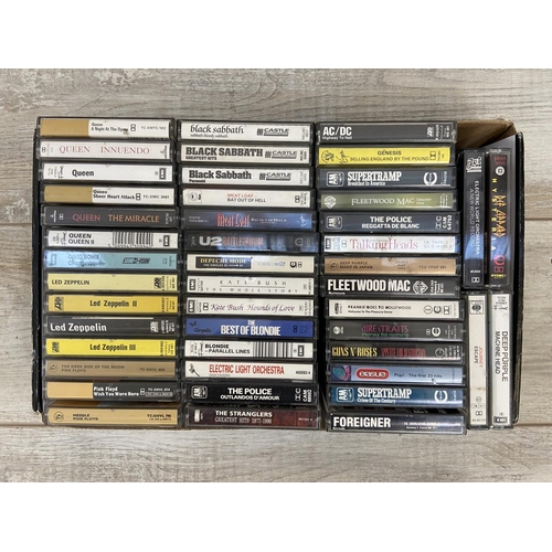 1466 - One box containing forty six cassette tapes by rock bands and artists includes Black Sabbath, Led Ze... 