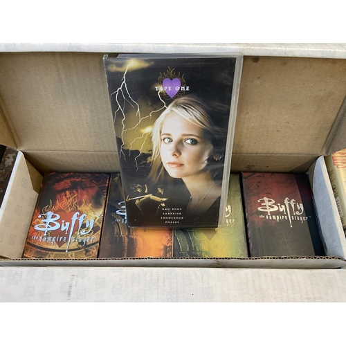 1473 - Six boxes containg approx. one hundred and sixty VHS cassettes includes 'Buffy The Vampire Slayer' b... 