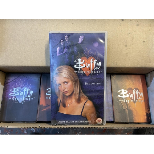 1473 - Six boxes containg approx. one hundred and sixty VHS cassettes includes 'Buffy The Vampire Slayer' b... 