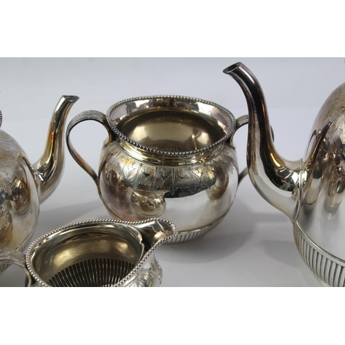 1317 - A silver plated four piece tea service